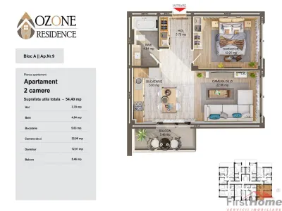 Apartament 2 camere tip studio 55mp utili de vanzare in Ozone City - foto 4