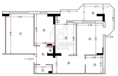 Pacurari - Apartament cu 3 camere 78 mp decomandat 2 bai - foto 8