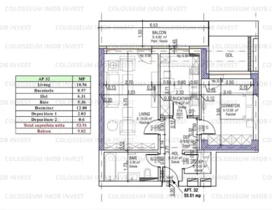 Apartament 2 camere | Balcon 9.8 mp | Zona Bartolomeu - foto 6
