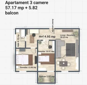 Apartament 3 camere  de vanzare Iasi Miroslava, Miroslava, - foto 3