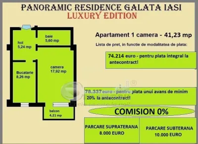 Apartament decomandat de vanzare in Iasi, Galata, 41,23 mp, bloc nou - foto 2