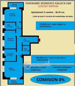 Apartament 3 camere de vanzare in Iasi, Galata, 86,59 mp, bloc nou - foto 2